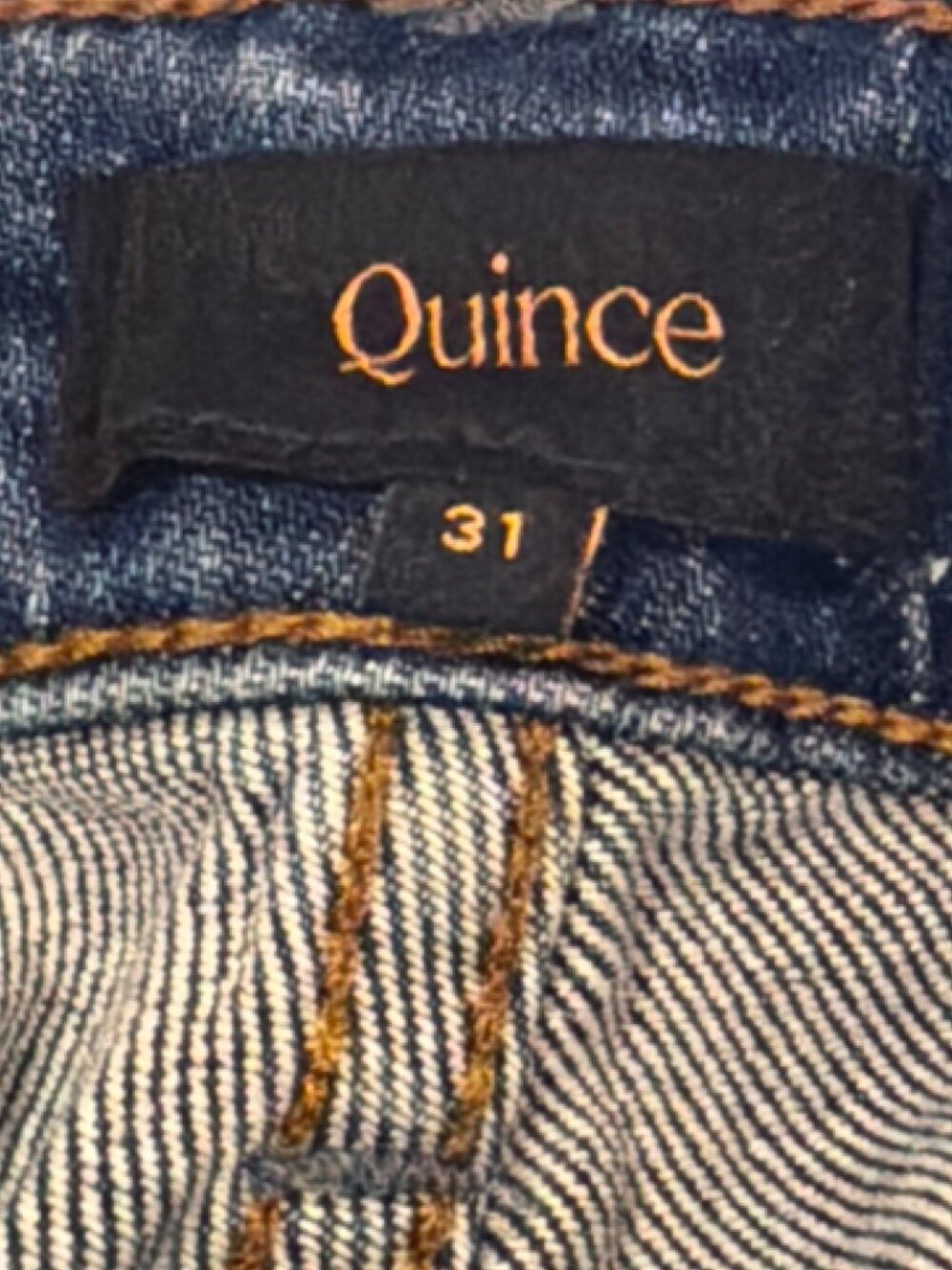 Quince Bella Stretch Relaxed Straight Jeans High Rise Blue Size 31 NWOT - Picture 8 of 9